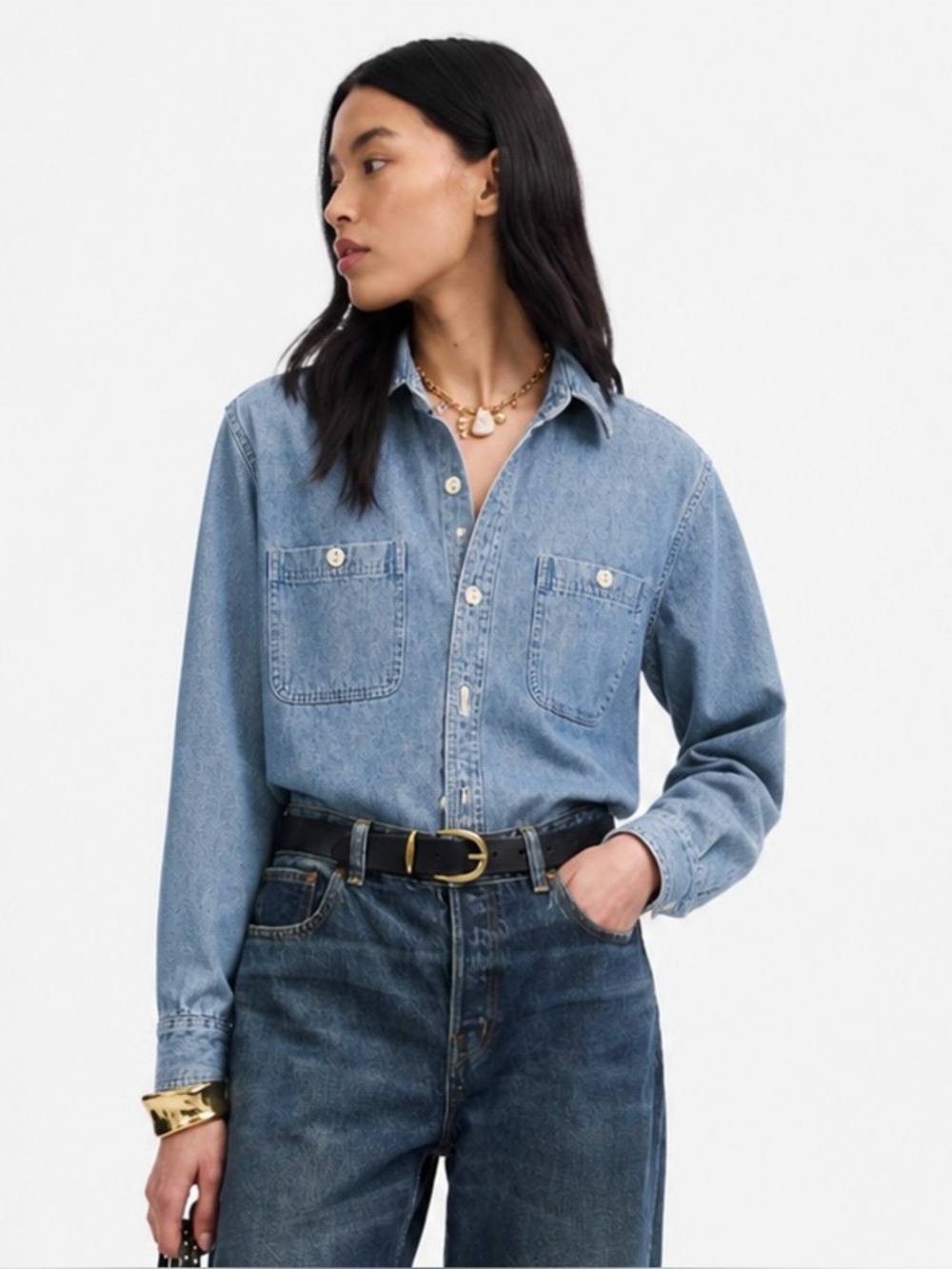 Vintage WILDER & SONS Blue Denim Button-Up Shirt